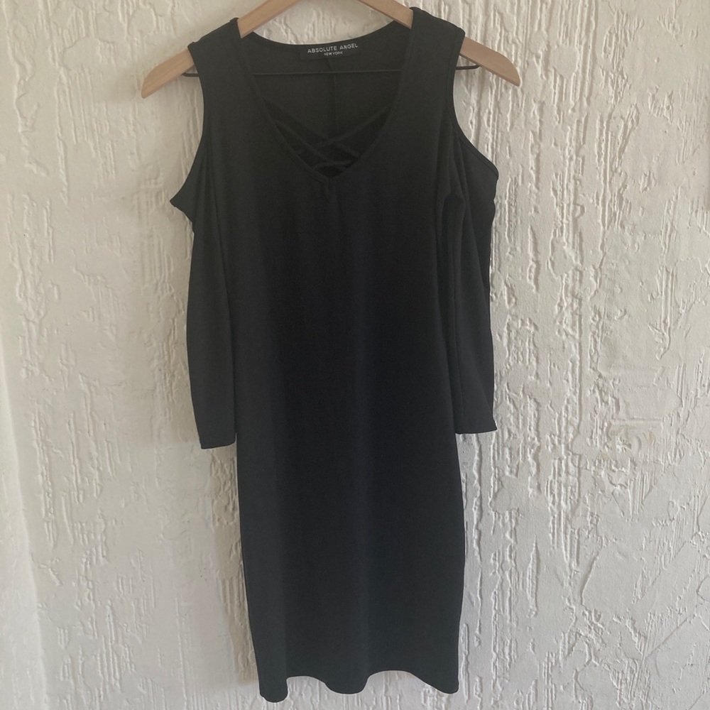 Absolute Angel Black Cold Shoulder Dress Size Small - Picture 4 of 7